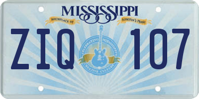MS license plate ZIQ107