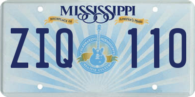 MS license plate ZIQ110