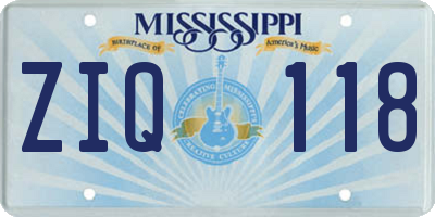MS license plate ZIQ118