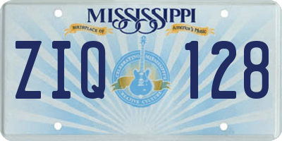 MS license plate ZIQ128