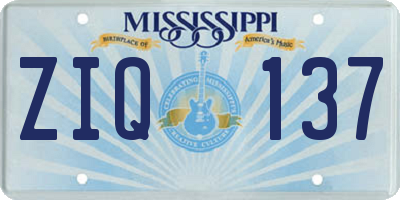 MS license plate ZIQ137