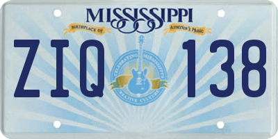MS license plate ZIQ138