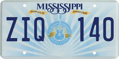 MS license plate ZIQ140