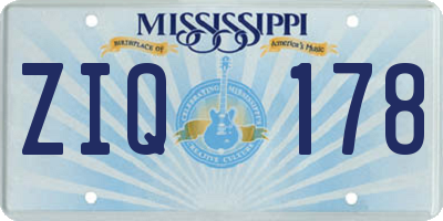 MS license plate ZIQ178