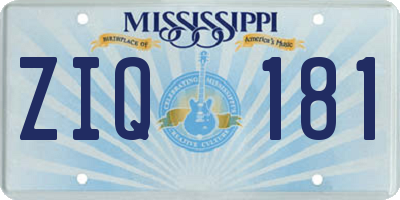 MS license plate ZIQ181