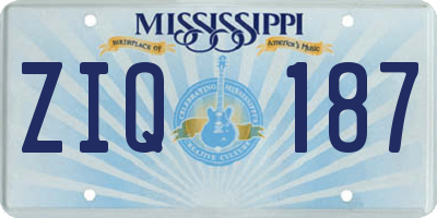 MS license plate ZIQ187