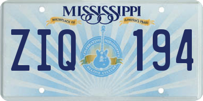 MS license plate ZIQ194