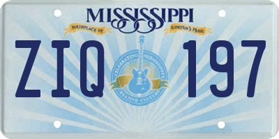 MS license plate ZIQ197