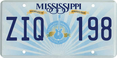 MS license plate ZIQ198