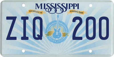 MS license plate ZIQ200