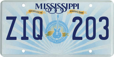 MS license plate ZIQ203
