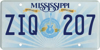 MS license plate ZIQ207