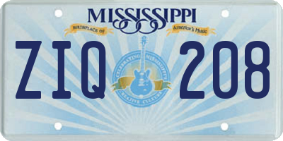 MS license plate ZIQ208