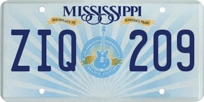 MS license plate ZIQ209