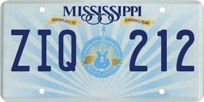MS license plate ZIQ212