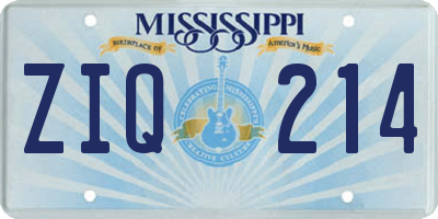 MS license plate ZIQ214