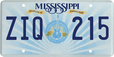 MS license plate ZIQ215