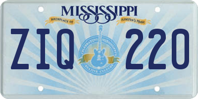MS license plate ZIQ220
