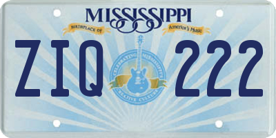 MS license plate ZIQ222