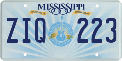 MS license plate ZIQ223