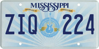 MS license plate ZIQ224