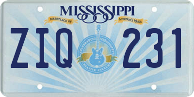 MS license plate ZIQ231
