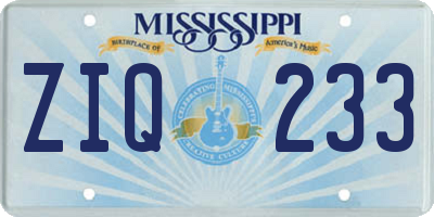 MS license plate ZIQ233