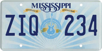 MS license plate ZIQ234