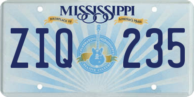 MS license plate ZIQ235