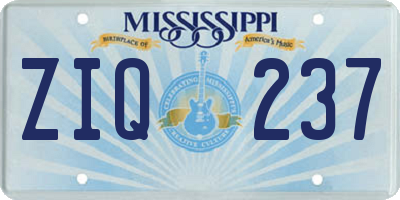 MS license plate ZIQ237