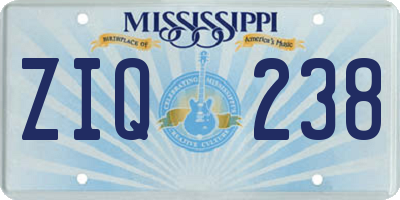 MS license plate ZIQ238