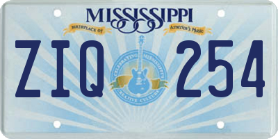 MS license plate ZIQ254