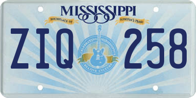 MS license plate ZIQ258