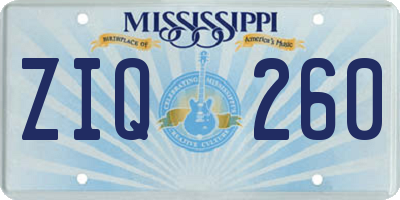 MS license plate ZIQ260