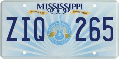 MS license plate ZIQ265