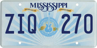 MS license plate ZIQ270
