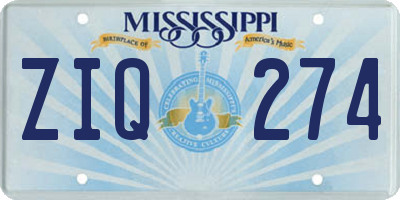 MS license plate ZIQ274
