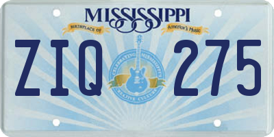 MS license plate ZIQ275