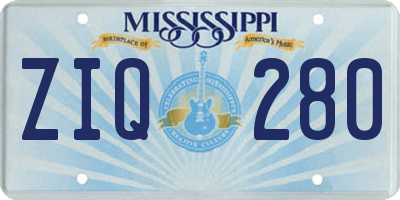 MS license plate ZIQ280