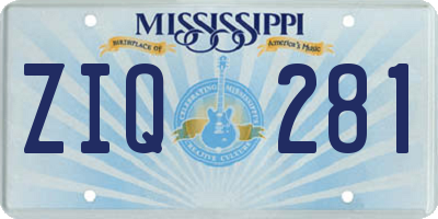 MS license plate ZIQ281