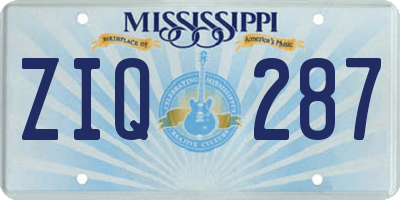 MS license plate ZIQ287