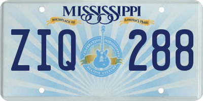 MS license plate ZIQ288