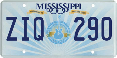 MS license plate ZIQ290