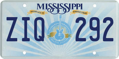 MS license plate ZIQ292