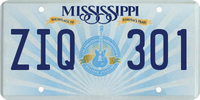 MS license plate ZIQ301