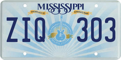 MS license plate ZIQ303