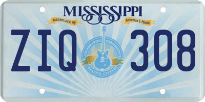MS license plate ZIQ308
