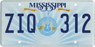 MS license plate ZIQ312