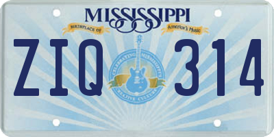 MS license plate ZIQ314