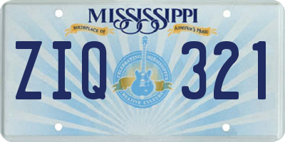 MS license plate ZIQ321